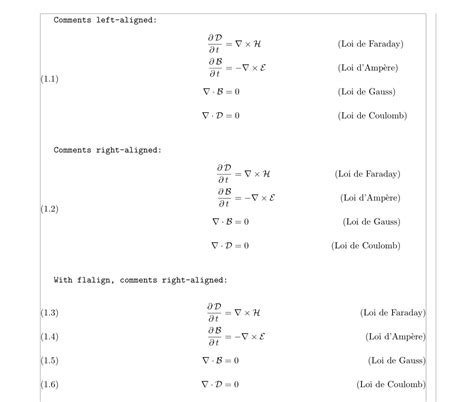 [tex Latex] Structure Of Maxwells Equations And Numbering In Latex