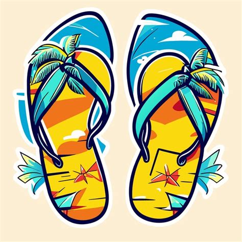 Premium Vector Sticker Beach Flip Flops Set Summer Shoes Fashion