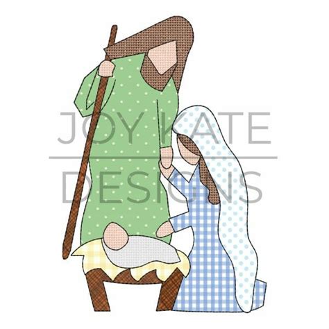 Joy Nativity Bean Stitch Applique Design Joy Kate Designs