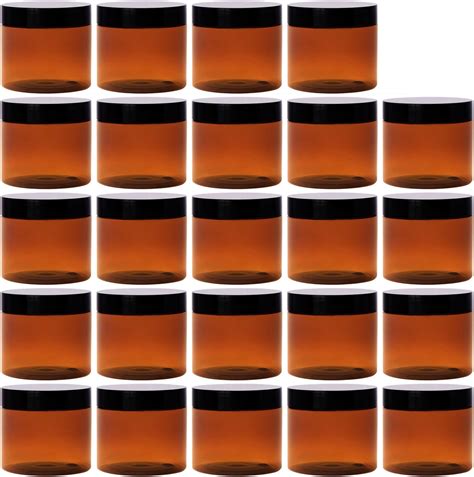 Tuzazo 2 Oz Amber Plastic Container Jars With Lids And Labels Bpa Free 24 Pack