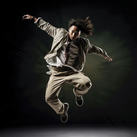premium photo breakdancer motion jumping  dancing