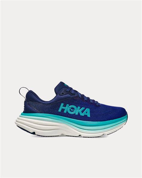 Hoka Bondi 8 Bellwether Blue Evening Sky Running Shoes Sneak In Peace