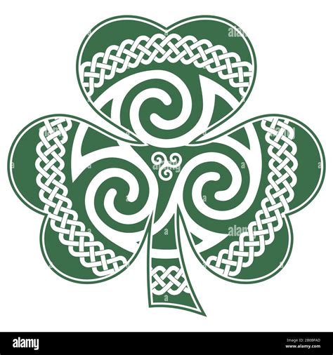 Irish Celtic design in vintage, retro style, Celtic-style clover. Irish ...