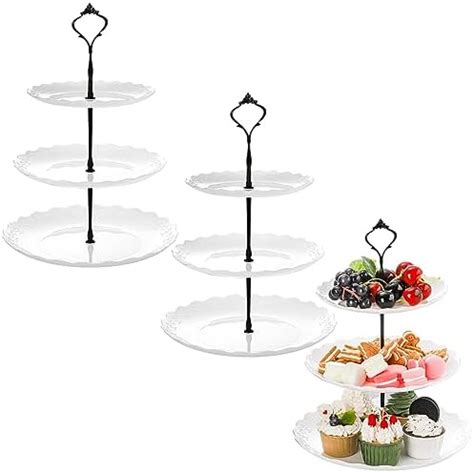 Amazon Tosnail Pack Tiers White Plastic Cupcake Stand Dessert