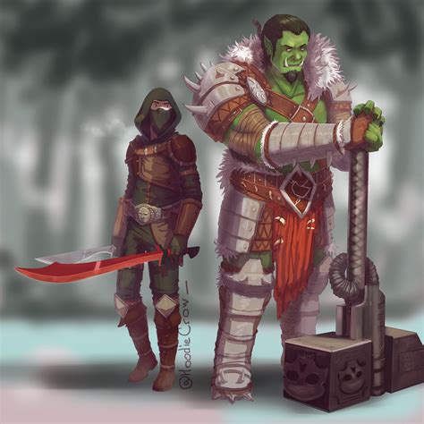 Incredible Human Rogue And Half Orc Barbarian Art My Friend Did For Me She Is Taking