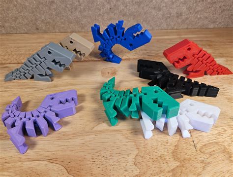 Flexi Rex Flexible Fidget 3D Printed Fidget Toy Dinosaur Fidget Toy