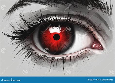 Drawing of a human red eye stock illustration. Illustration of organ ...