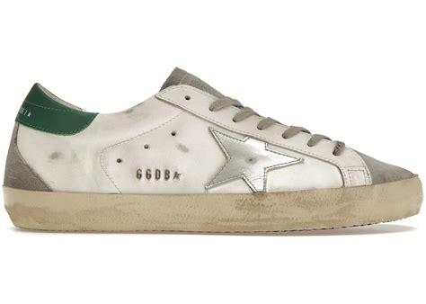 Golden Goose Super Star White Silver Green Mens Gmf00102f004167