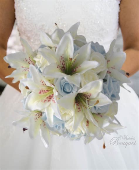 TIger Lily & Blue Rose Wedding Bouquets - The Brides Bouquet UK