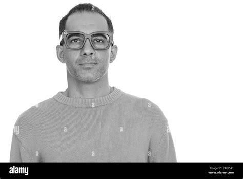 Mature Handsome Persian Man With Eyeglasses In Black And White Stock
