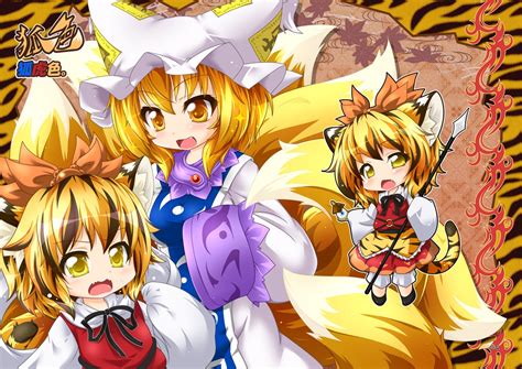 Animal Ears Blonde Hair Blush Catgirl Chibi Fang Foxgirl Hat Kazami