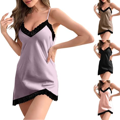 Women Babydoll Nightgown Women Sexy Sleepwear Women Lingerie Satin Chemise Nightgown Babydoll