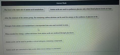 Solved Put Statements About Amino Acids And Metabolism In Chegg