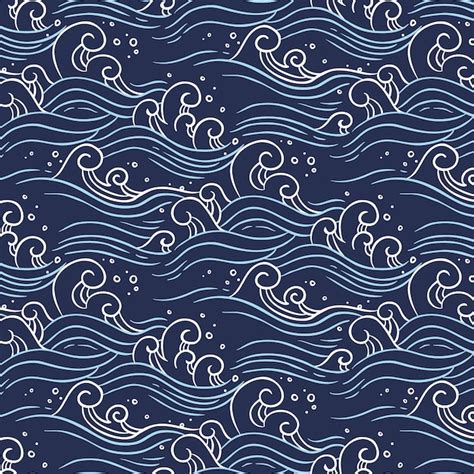 Premium Vector | Hand drawn japanese wave pattern design