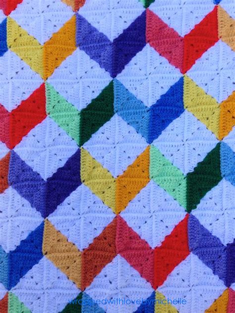 Crochet Between Worlds PATTERN Tumbling Blocks Baby Afghan