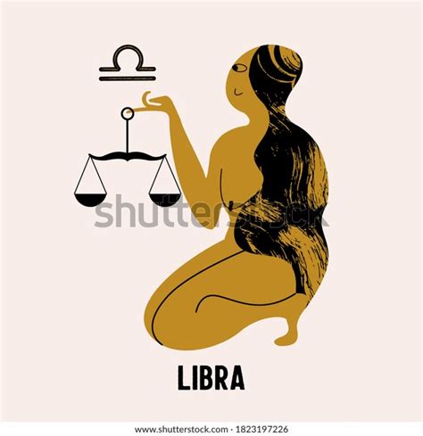 Libra Nude Woman Holding Scales Vector Stock Vector Royalty Free