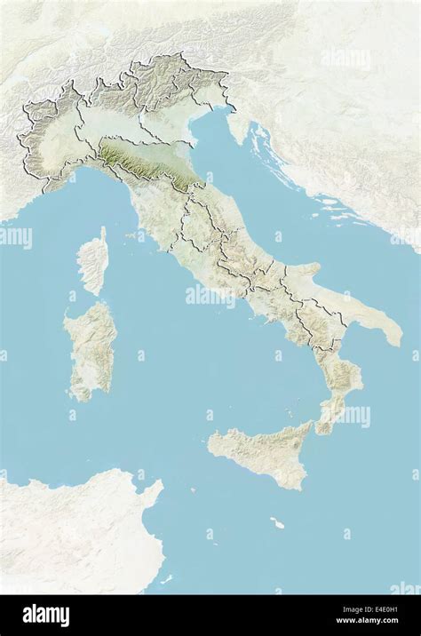 Italy And The Region Of Emilia Romagna Relief Map Stock Photo Alamy