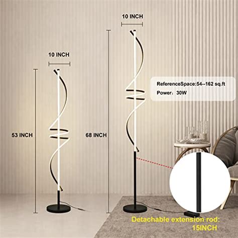 POWROL Modern LED Floor Lamp For Living Room 68 Inch Spiral Floor Lamp