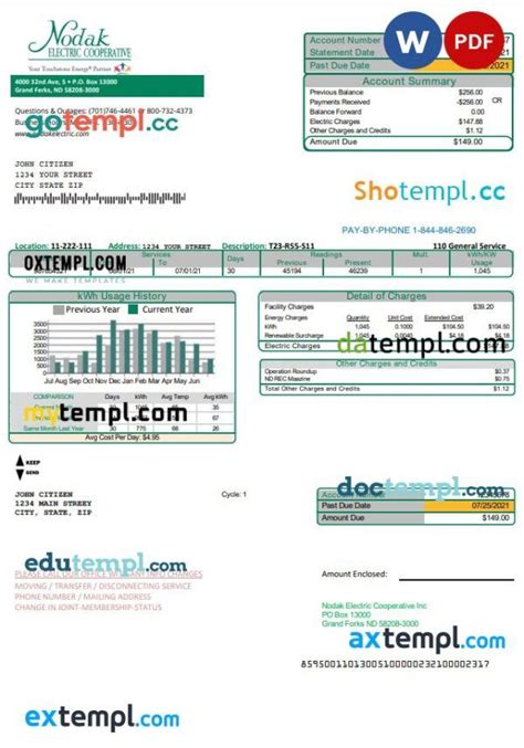 USA North Dakota Nodak Electric Cooperative Utility Expense Template In