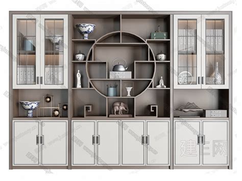 新中式装饰柜 建e网3d模型下载网