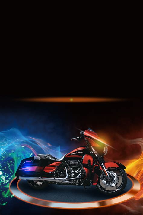 Cool Flame Motorcycle Show Flyer Poster Background Material Cool