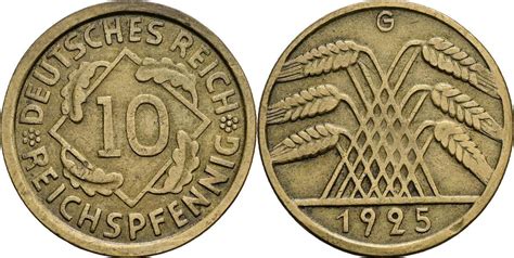 Deutsches Reich 10 Reichspfennig 1925 G Ss MA Shops