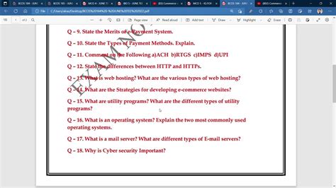 IMPORTANT QUESTIONS FOR BCOM BCOS 184 E COMMERCE YouTube
