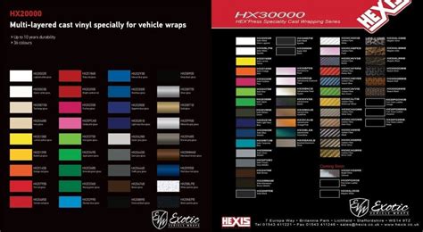 Vinyl Wrap Color Chart