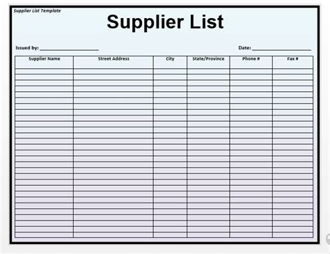 11 Free Vendor List Templates Word Excel Formats