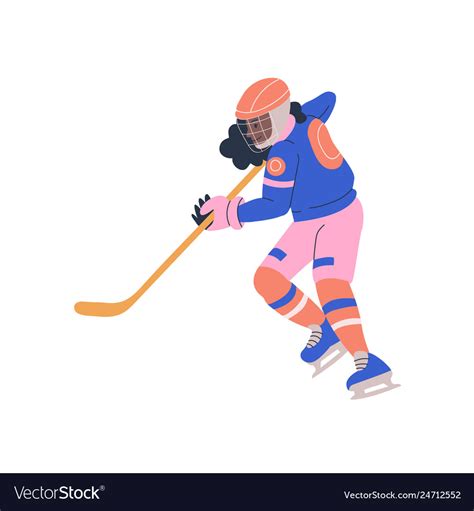 Teenager Girl Playing Ice Hockey Game Royalty Free Vector