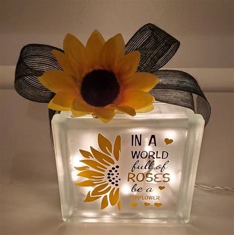 Sunflower Lighted Glass Block Artofit