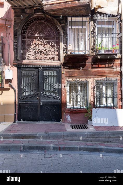 Old Traditional Wooden And Stone Houses In Old Balat District On A