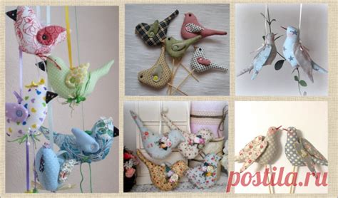 Весна - текстильные птички уже прилетели - 30 коллажей - и 150 птичек ...