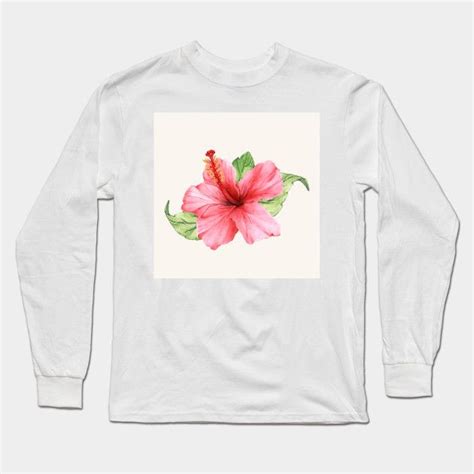 Pink Hibiscus Flower Hibiscus Flowers Mens Long Sleeve T Shirt