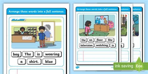 Jumbled Up Sentences Worksheets 1st2nd Class Twinkl