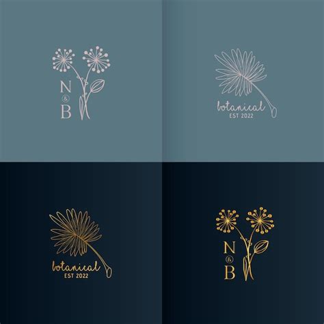 Colección de logotipos florales botánicos en estilo minimalista