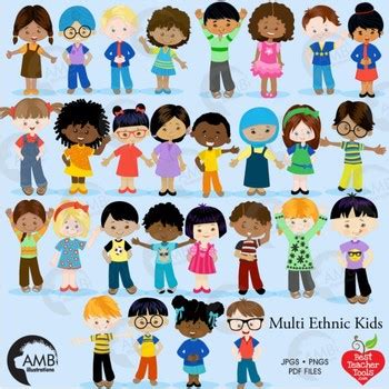 Classroom Clipart, Multicultural Kids Reading Clipart, AMB-2317 | TpT