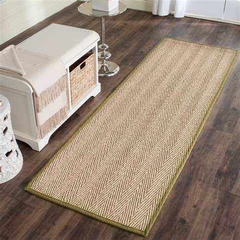 Safavieh Natural Fiber Maisy Border Seagrass Runner Rug Natural Olive 2 6 X 6