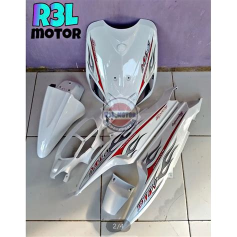 Jual Cover Body Full Halus Yamaha Mio Sporty Putih Plus Striping