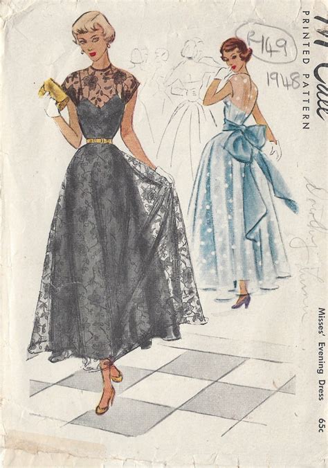 1948 Vintage Sewing Pattern B32 EVENING DRESS R149 Etsy