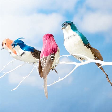 Assorted Bright Feathered Birds Artificial Birds Nests Floral