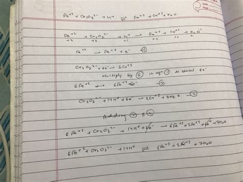 Balancing Equations By Oxidation Number Method I Fe H