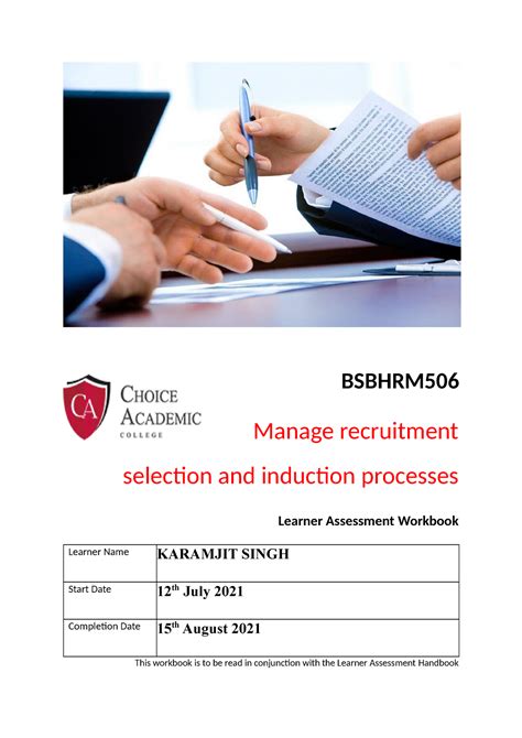 CAC Bsbhrm 506 Learner Assessment V1 BSBHRM Manage Recruitment