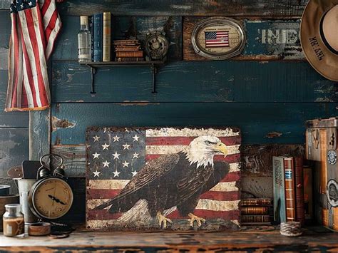 4th Of July Americana Mantle Decor Metal Sign Rustic Independence Day