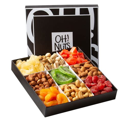 9 Variety Nuts And Dried Fruit Elegant T Box • Dried Fruit T Baskets And Trays • Bulk Dried