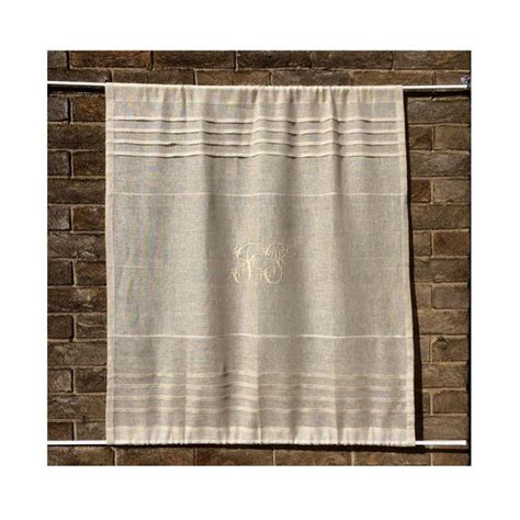 Natural Sheer Linen Panel Sidelight Curtain Monogram Front Etsy