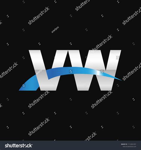 Initial Letter Vw Overlapping Movement Swoosh Stock Vector Royalty