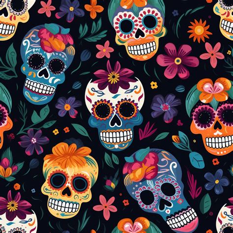 Sugar Skull Seamless Pattern Free Stock Photo Public Domain Pictures