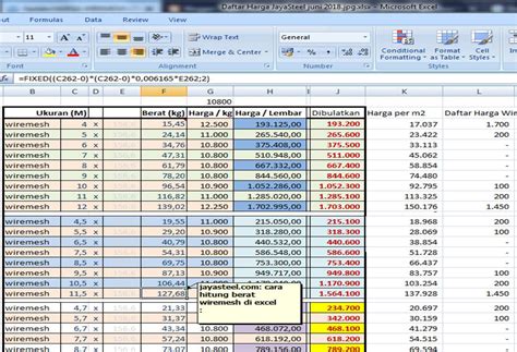 Cara Menghitung Berat Wiremesh Excel Dan Cara Bulatkan Harga Ke