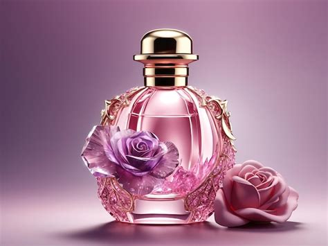 Premium Ai Image 3d Generic Luxury Roses Perfume Mockup Glass Bottle